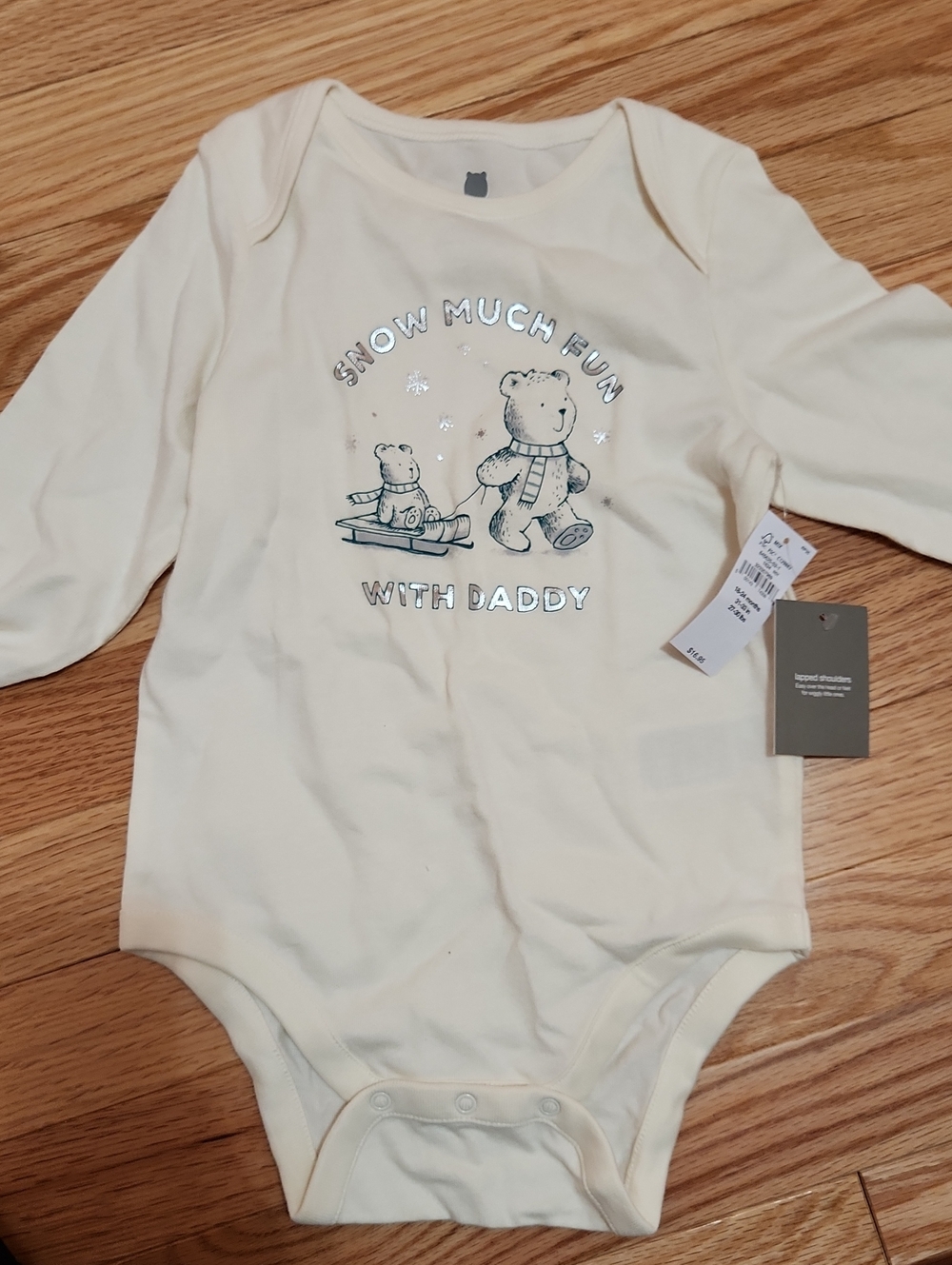 GAP Cream 'Snow Much Fun With Daddy' Bear Graphic One-Piece